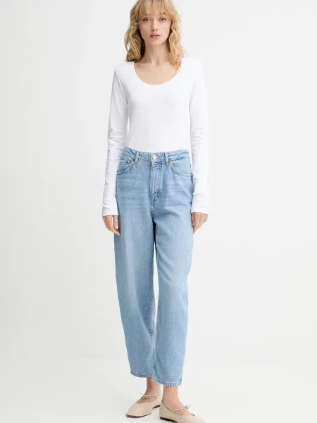 Tricou cu mânecă lungă Calvin Klein alb