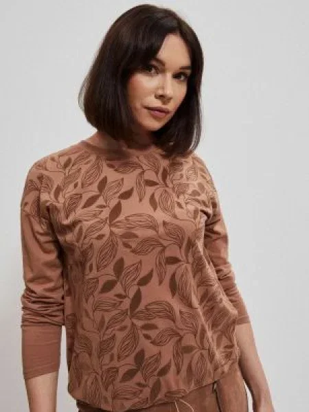 Lung bluză Moodo cu model floral bej
