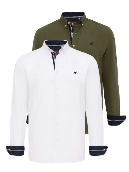 Williot Košulja tamno plava / kaki bijela