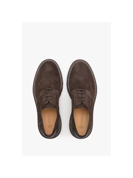 Велюровый броги Estro коричневый
