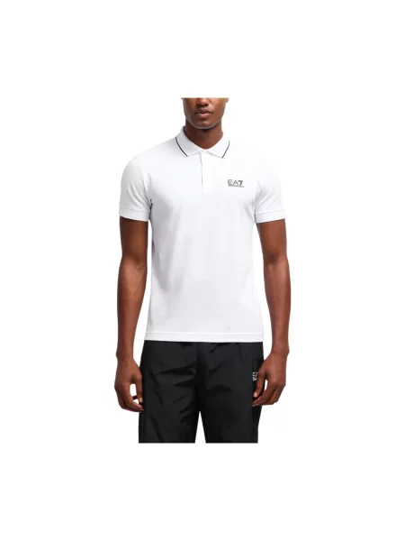 Koszulka polo Ea7 Emporio Armani z nadrukiem biała