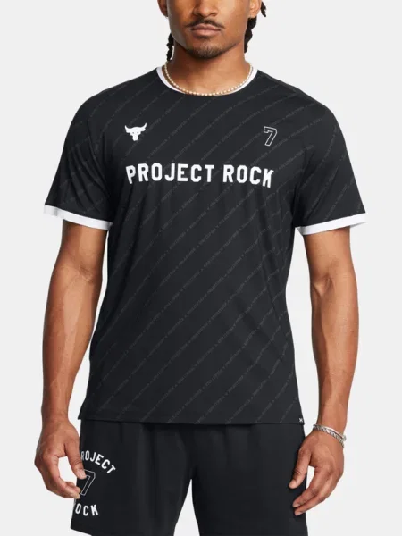 Тениска за трениране Under Armour Project Rock черно с десен бяло