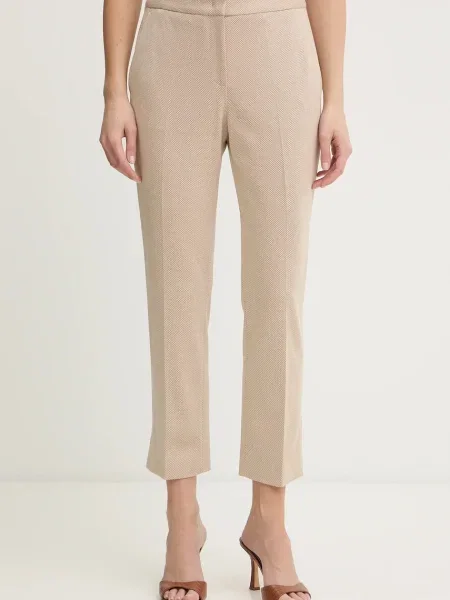 BOSS pantaloni fason tigareta high waist bej