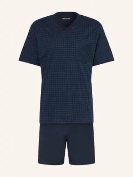Schiesser Piżama Typu Shorty Comfort Essentials blau niebieska