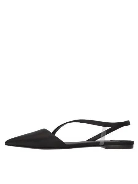 Balerinki Stella Mccartney skórzane bez obcasa czarne