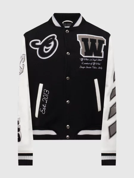 Комбінований бомбер з логотипом Off-white чорний
