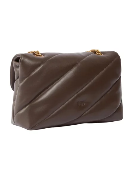Torebka crossbody Pinko skórzana klasyczna brązowa