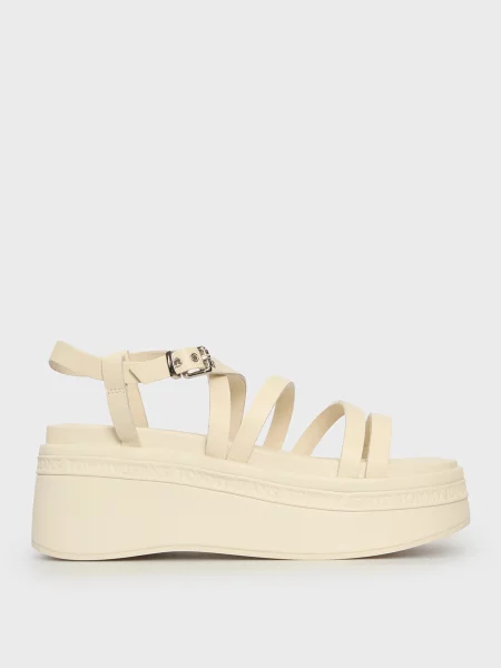 Шкіряні босоніжки Tommy Jeans з ремінцями білі