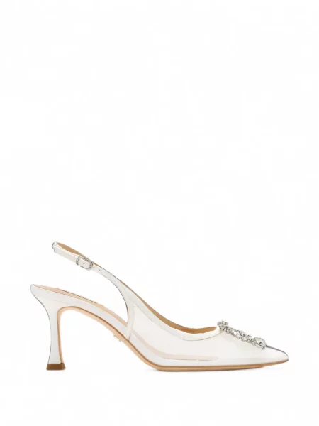 Pantofi cu toc Badgley Mischka plasă alb