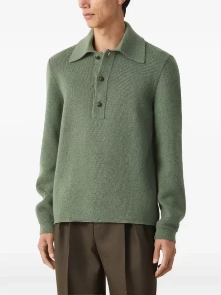 Tricou polo Zegna din cașmir verde
