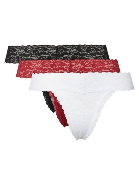 Chiloți tanga Guess din dantelă alb