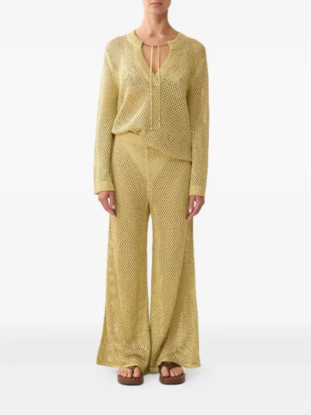 Pantaloni Camilla ajurate auriu