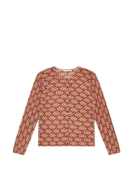 Cardigan Maliparmi de lână cu imagine cu imprimeu geometric maro