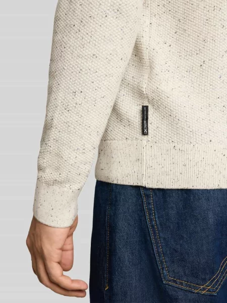 Sweter z czystej bawełny z okrągłym dekoltem Tom Tailor Denim biały