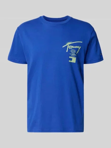 T-shirt o kroju regular fit z czystej bawełny Tommy Jeans niebieska