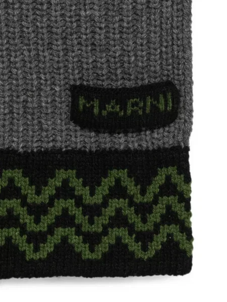 Fular Marni cu imprimeu geometric gri