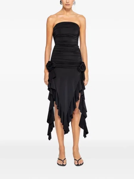 Rochie midi Nissa cu model floral cu aplicații negru