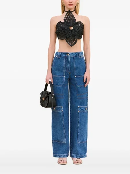 Top Cult Gaia cu model floral negru