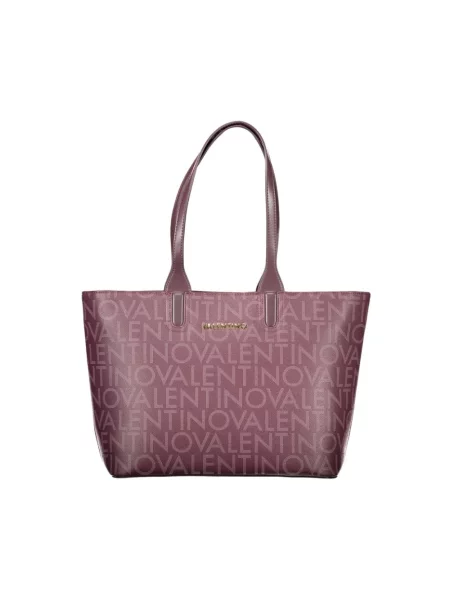 Lniana shopperka Valentino Bags czerwona