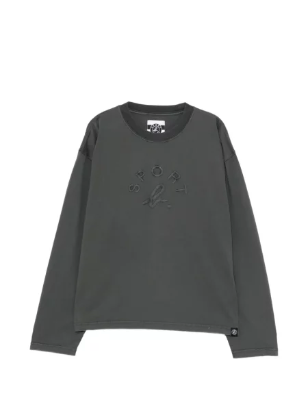 Lung tricou sport Sport B. By Agnès B. cu broderie gri