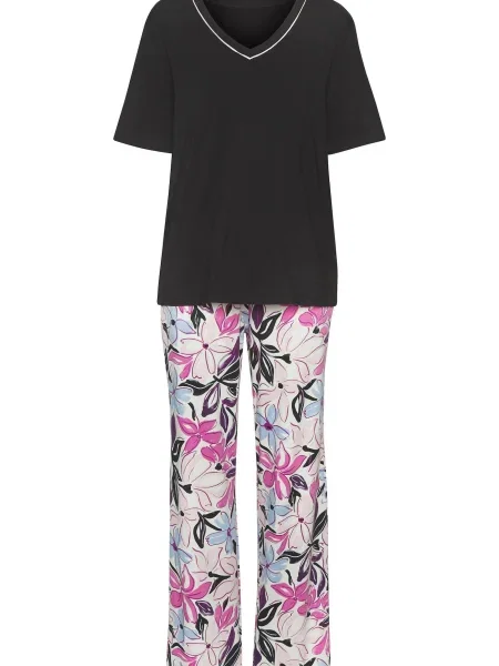 LASCANA Pijama roz / roz pitaya / negru alb