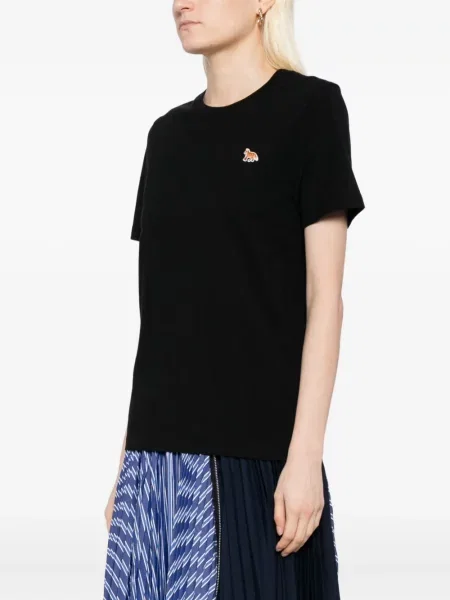 Tricou Maison Kitsune cu broderie negru