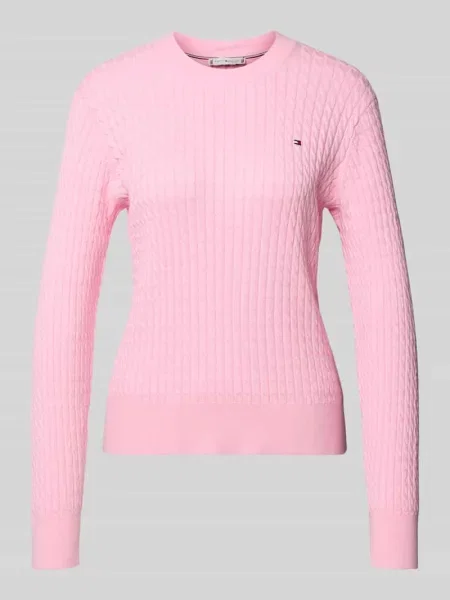 Sweter o kroju slim fit z czystej bawełny Tommy Hilfiger różowy