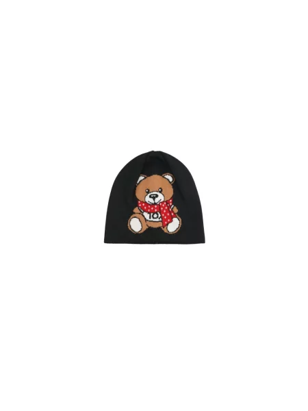 Czapka Moschino wełniana typu teddy czarna