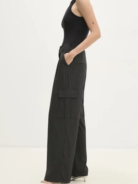 Панталон Answear Lab със стандартна кройка с висока талия черно