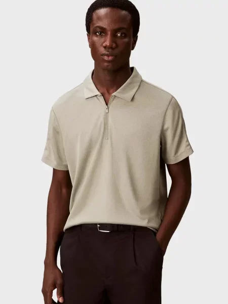 Стрейчевое поло Calvin Klein бежевое