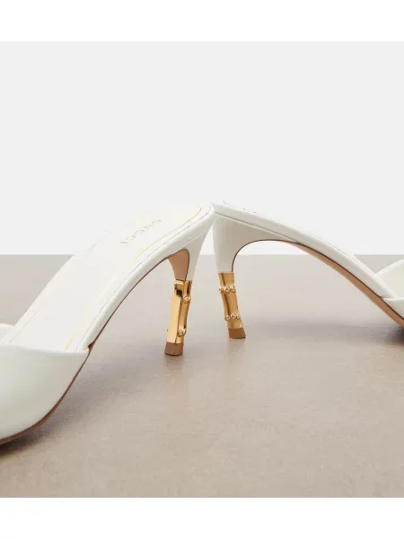 Papuci tip mules Gucci din piele alb