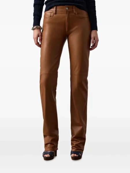 Δερμάτινο παντελόνι Ralph Lauren Collection σχέδιο με πέντε τσέπες καφέ