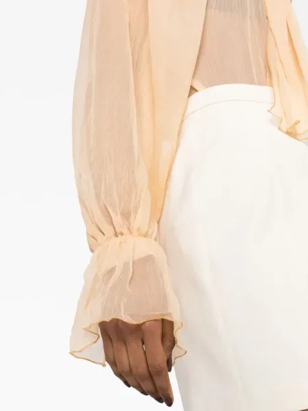 Bluză Atu Body Couture cu funde de mătase transparente galben