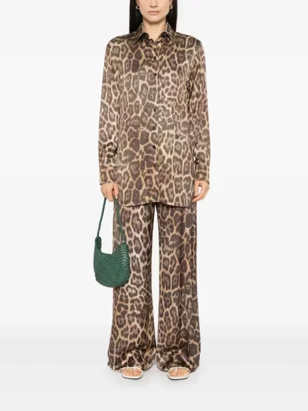 Cămașă Stella Mccartney cu imagine cu model leopard maro
