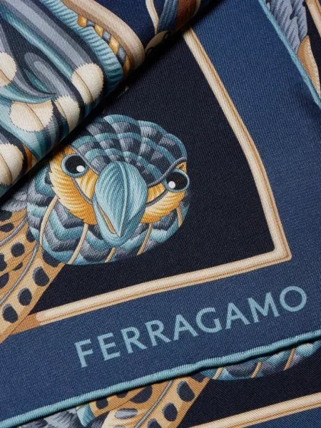 Fular Ferragamo de mătase cu imagine albastru