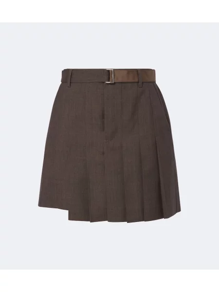 Fustă Sacai de lână asimetrică maro