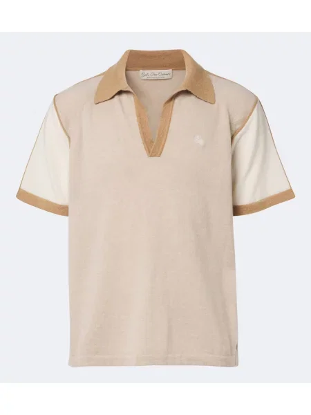 Tricou polo God's True Cashmere din cașmir cu dungi de tigru maro