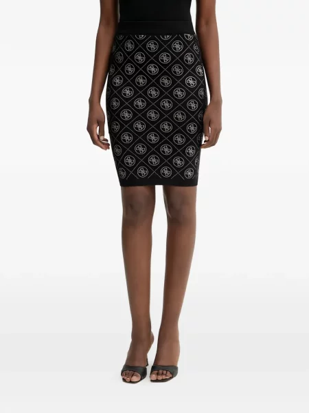 Suknja Guess s autogramom crna
