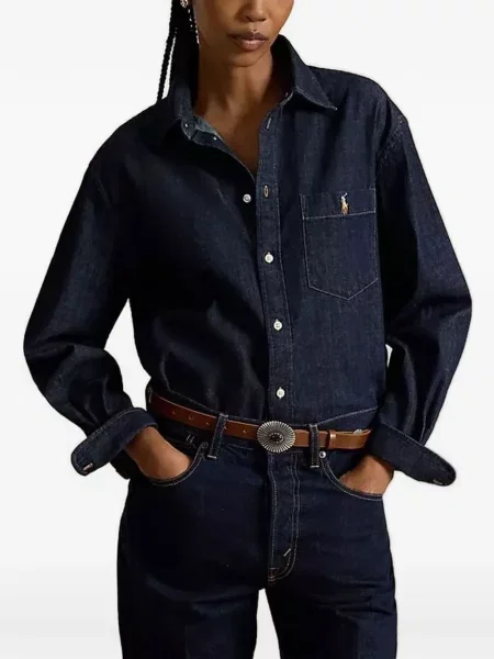 Fleece polo Polo Ralph Lauren μπλε