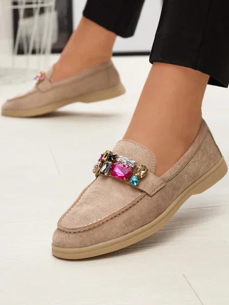 Mocasini Resti din piele de căprioară de cristal maro