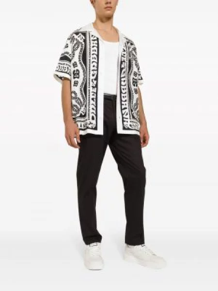 Dryžuotos chinos kelnes Dolce & Gabbana geltona