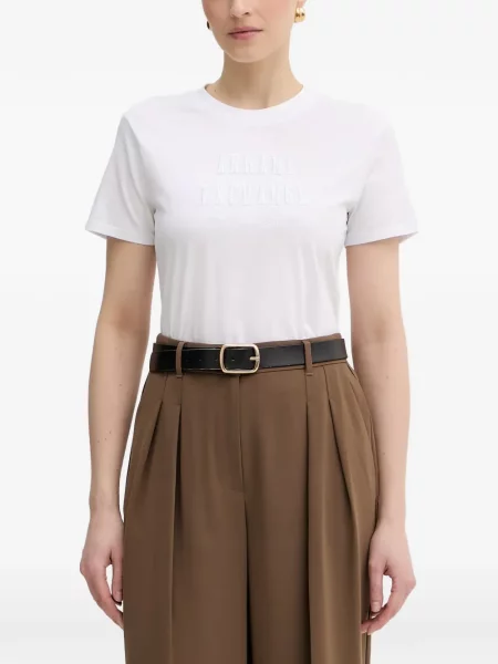 Scurt tricou Armani Exchange cu autograf alb
