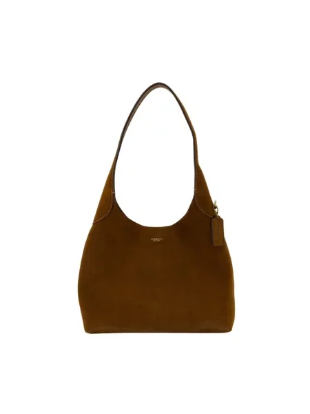 Coach torebka zamszowa Brooklyn Shoulder Bag 28 brązowa