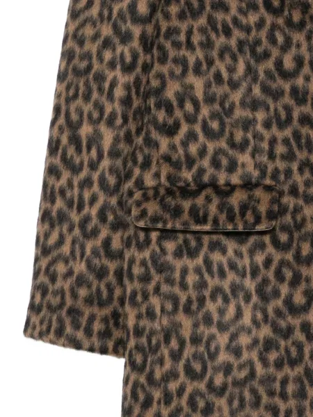 Palton Alysi cu imagine cu model leopard cu rever maro