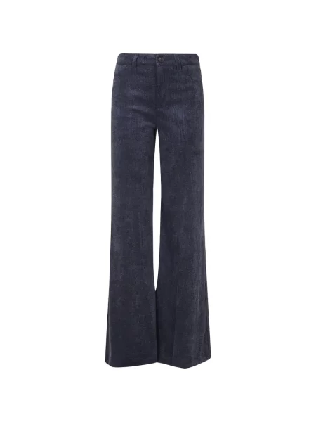 Pantaloni Ermanno Firenze de catifea cord evazate albastru