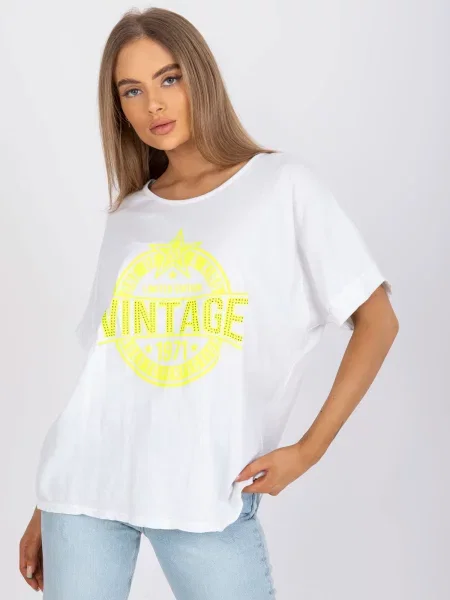 Tricou Fashionhunters cu imagine alb