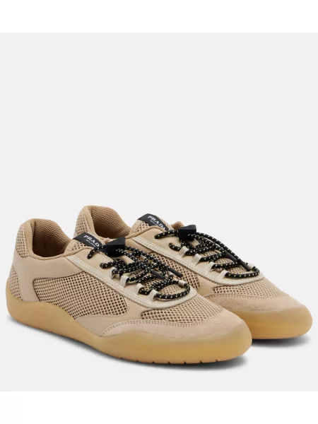 Kožené tenisky Prada béžové
