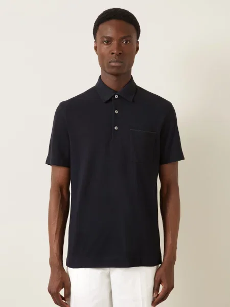 Zegna Koszulka Polo Z Pikowanym Wzorem blau