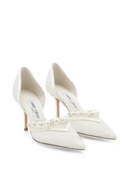 Pantofi cu toc Jimmy Choo cu perle alb