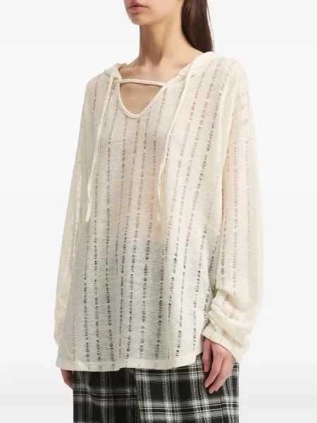 Top B+ab w paski z kapturem biały